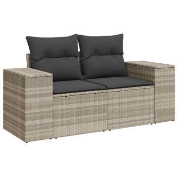 Set canapele de grădină cu perne, 7piese gri deschis poliratan - Img 3