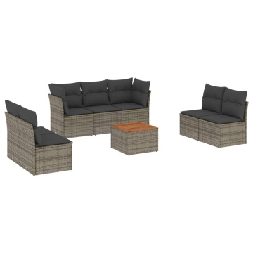 Set canapele de grădină cu perne, 8 piese, gri, poliratan - Img 2