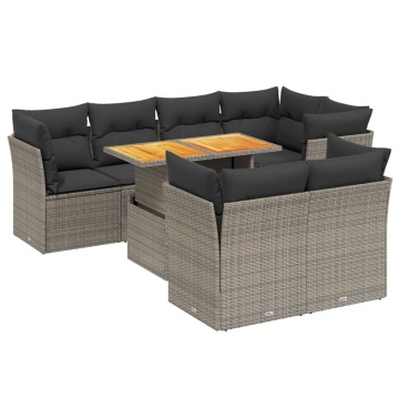Set canapele de grădină cu perne, 8 piese, gri, poliratan - Img 2