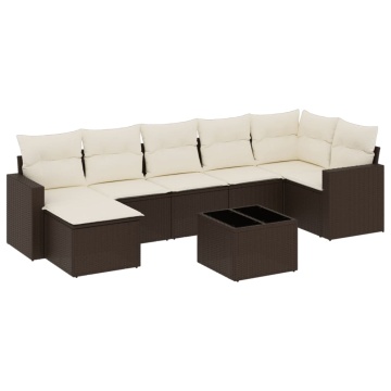 Set canapele de grădină cu perne, 8 piese, maro, poliratan - Img 2