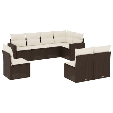 Set canapele de grădină cu perne, 8 piese, maro, poliratan - Img 2