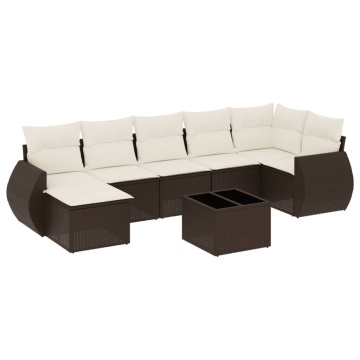 Set canapele de grădină cu perne, 8 piese, maro, poliratan - Img 2