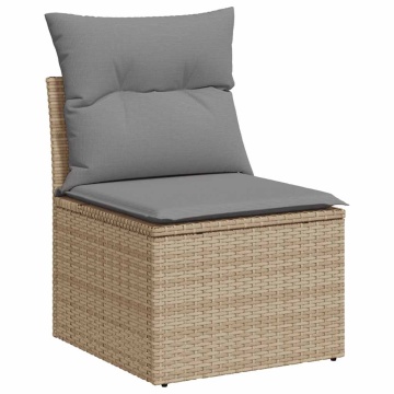 Set canapele grădină cu perne 6 piese bej poliratan/lemn acacia - Img 3
