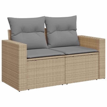 Set canapele grădină cu perne 8 piese bej poliratan/lemn acacia - Img 5