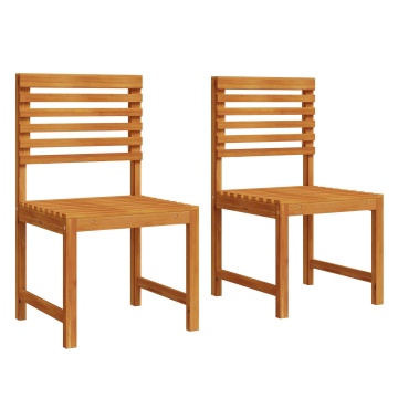 Set de 2 scaune de grădină din lemn masiv de acacia fără brațe - Img 2