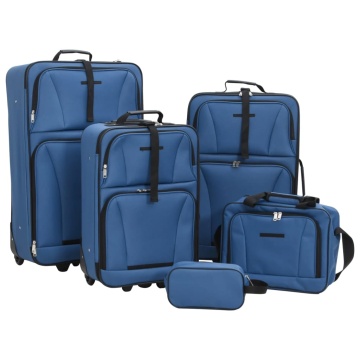 Set de bagaje de călătorie, 5 piese, albastru, material textil - Img 1