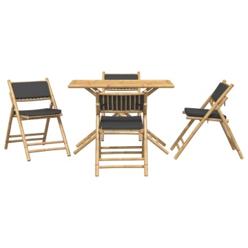 Set de bistro pliabil, 5 piese, cu perne gri închis, bambus - Img 3