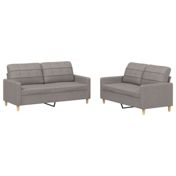 Set de canapea cu perne, 2 piese, gri taupe, material textil - Img 2