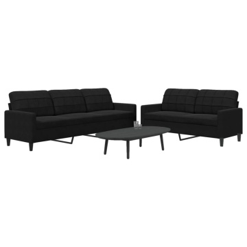 Set de canapele cu perne, 2 piese, negru, catifea - Img 1