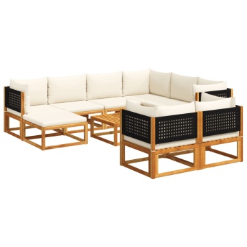 Set de canapele de grădină cu perne 10 piese lemn masiv acacia - Img 2