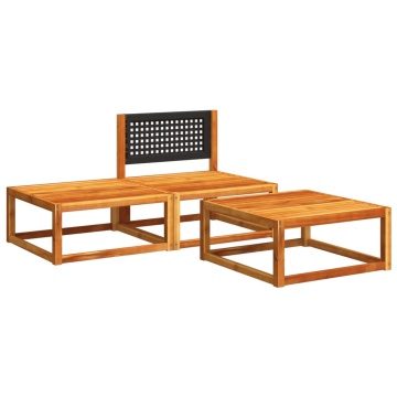 Set de canapele de grădină cu perne, 3 piese, lemn masiv acacia - Img 3