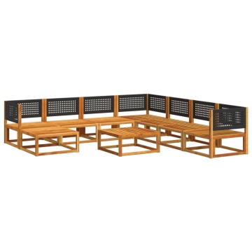 Set de canapele de grădină cu perne, 9 piese, lemn masiv acacia - Img 3