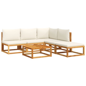 Set de canapele grădină cu perne, 6 piese, lemn masiv acacia - Img 2