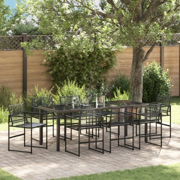 Set de dining 9 piese ratan polimeric negru - Img 1
