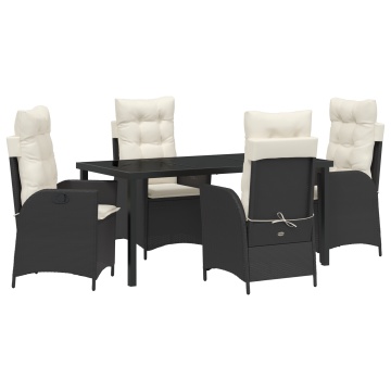 Set de dining de grădină 5 piese cu perne Negre Poliratan - Img 2