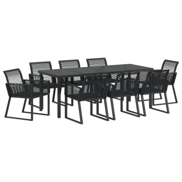 Set de dining de grădină 9 piese Negru Poliratan - Img 2