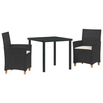 Set de Dining de Grădină cu 3 Piese cu Pernă Gri Poliratan - Img 2