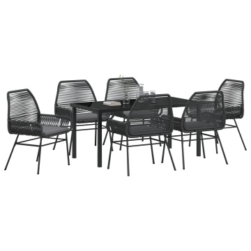 Set de dining de grădină cu 7 piese și perne Negru Rattan polimeric - Img 3