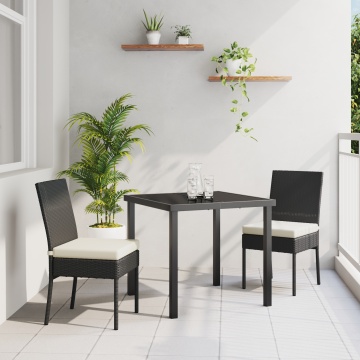 Set de dining pentru grădină 3 piese Negru Poliratan - Img 1