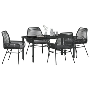 Set de dining pentru grădină 5 piese cu perne Ratan polimeric negru - Img 3