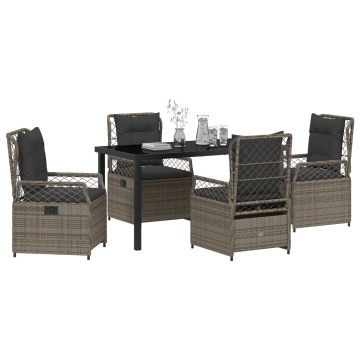 Set de dining pentru grădină 5 piese gri poli ratan - Img 3