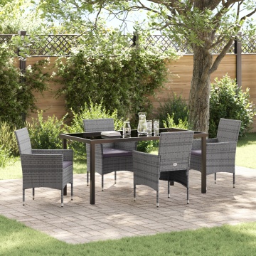 Set de dining pentru grădină 5 piese Gri Rattan Polimeric - Img 1