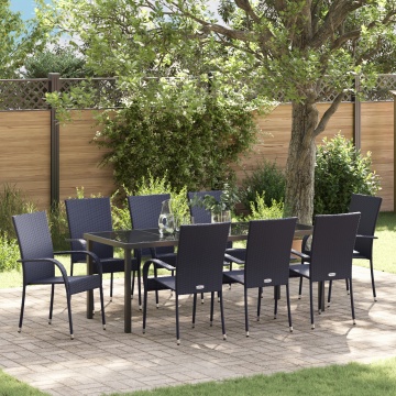 Set de dining pentru grădină 5 piese Negru Poliratan - Img 1