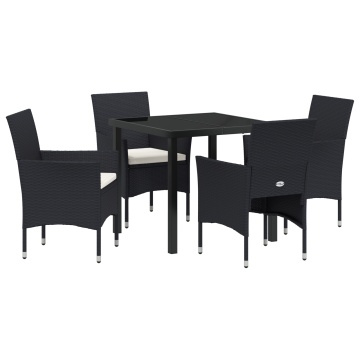 Set de Dining pentru Grădină 5 Piese Negru Poliratan - Img 2