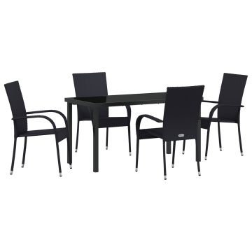 Set de dining pentru grădină , 5 piese, Negru, Poliratan - Img 2