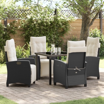 Set de dining pentru grădină 5 piese Rattan PE negru - Img 1