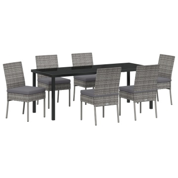 Set de Dining pentru Grădină 7 Piese Gri Poliratan - Img 2