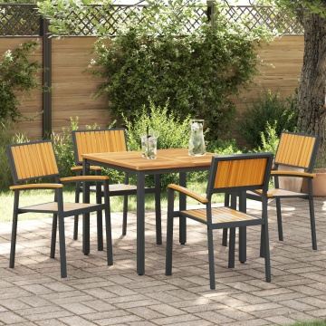 Set de dining pentru grădină cu 5 piese din lemn masiv de acacia și metal - Img 1