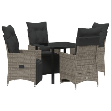 Set de Dining pentru Grădină cu Perne Gri Poliratan - Img 2