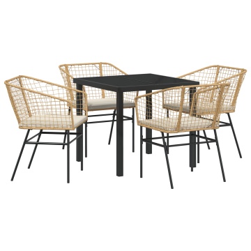 Set de Dining pentru Grădină cu Perne Maro Ratan Polimer - Img 2