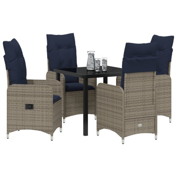 Set de Dining pentru Grădină de 5 Piese cu Pernă Ratan Poliester Negru - Img 3