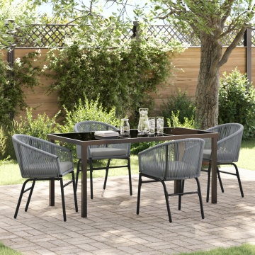 Set de Dining pentru Grădină de 5 Piese Gri Poliratan - Img 1