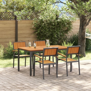 Set de dining pentru grădină din 5 piese din lemn solid de acacia și metal - Img 1