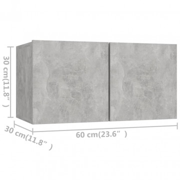 Set de dulapuri TV, 2 piese, gri beton, lemn prelucrat - Img 6
