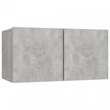 Set de dulapuri TV, 4 piese, gri beton, lemn prelucrat - Img 8