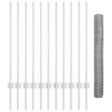 Set de gard hexagonal Set de 2 Oțel galvanizat 25 x 1 m Durabil - Img 2