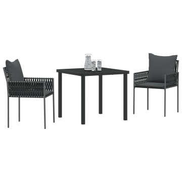 Set de grădină de 3 piese cu perne, rattan negru - Img 3
