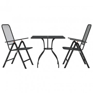 Set de masă pentru grădină, 3 piese, plasă metalică antracit - Img 2