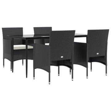 Set de masă pentru grădină, 5 piese, cu perne, negru - Img 3