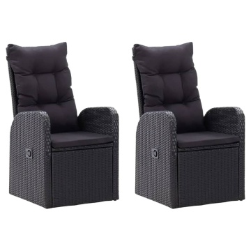 Set de masă pentru grădină, 7 piese, cu perne, negru - Img 3