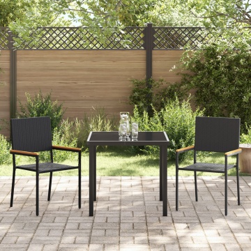 Set de masă pentru grădină din ratan negru, 3 piese - Img 4