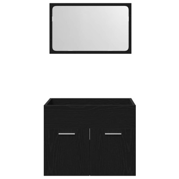 Set de mobilier de baie din 2 piese din lemn de stejar negru - Img 5