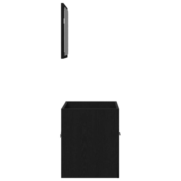 Set de mobilier de baie din 2 piese din lemn de stejar negru - Img 6