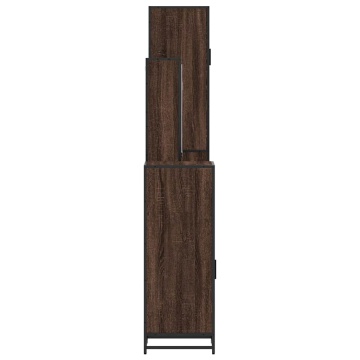 Set de mobilier de baie din 4 piese din lemn de stejar maro - Img 6