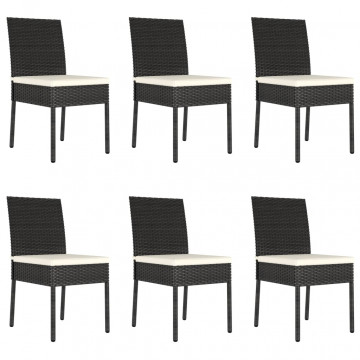Set de mobilier de exterior, 7 piese, negru, poliratan - Img 6