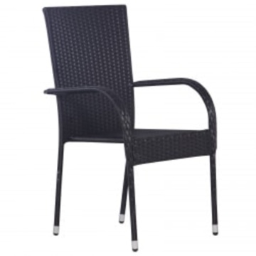 Set de mobilier de grădină, 3 piese, negru - Img 3